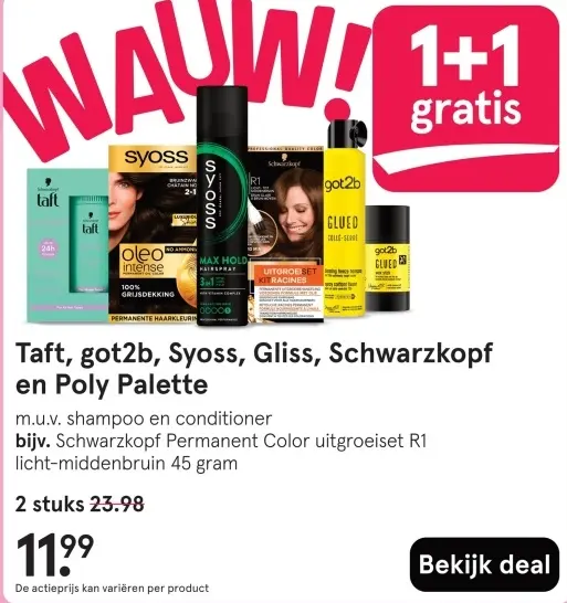 Aanbieding: Taft, got2b, Syoss, Gliss, Schwarzkopf en Poly Palette