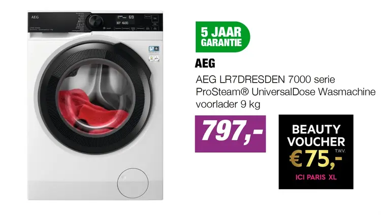 Aanbieding: AEG LR7DRESDEN 7000 serie ProSteam® UniversalDose Wasmachine voorlader 9 kg