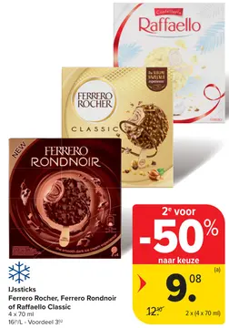 Aanbieding: IJssticks Ferrero Rocher, Ferrero Rondnoir of Raffaello Classic