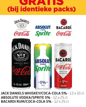 Promotie: Jack daniels whiskey/Coca-Cola, Absolute vodk