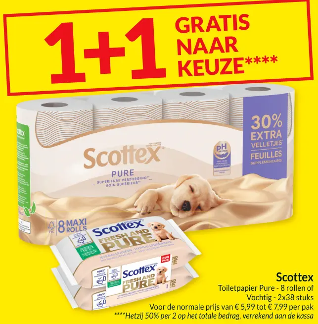 Promotie: Toiletpapier Pure of Vochtig toiletpapier