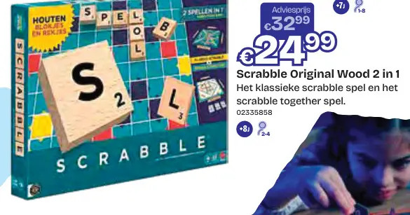 Aanbieding: Scrabble Original Wood 2 in 1