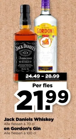 Aanbieding: Jack Daniels Whiskey en Gordon's Gin