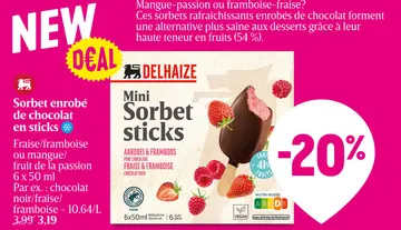Offre: Sorbet enrobé de chocolat en sticks
