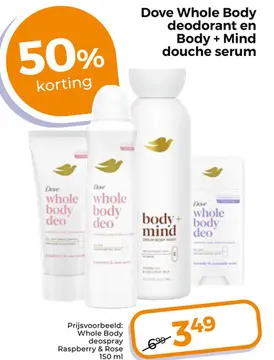 Aanbieding: Dove Whole Body deodorant en Body + Mind douche serum