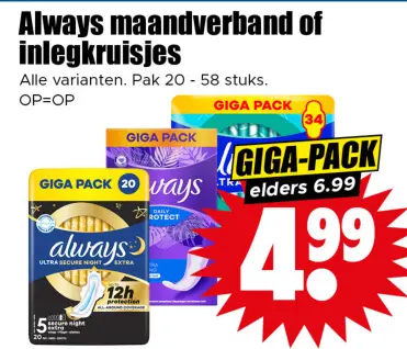 Aanbieding: Maandverband of inlegkruisjes