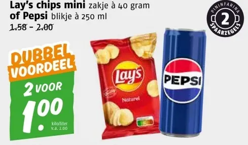 Aanbieding: chips mini of Pepsi