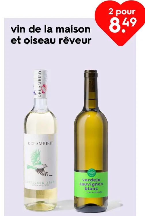 Offre: vin de la maison et oiseau rêveur