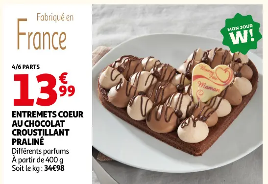 Promotie: Entremets coeur au chocolat croustillant pral