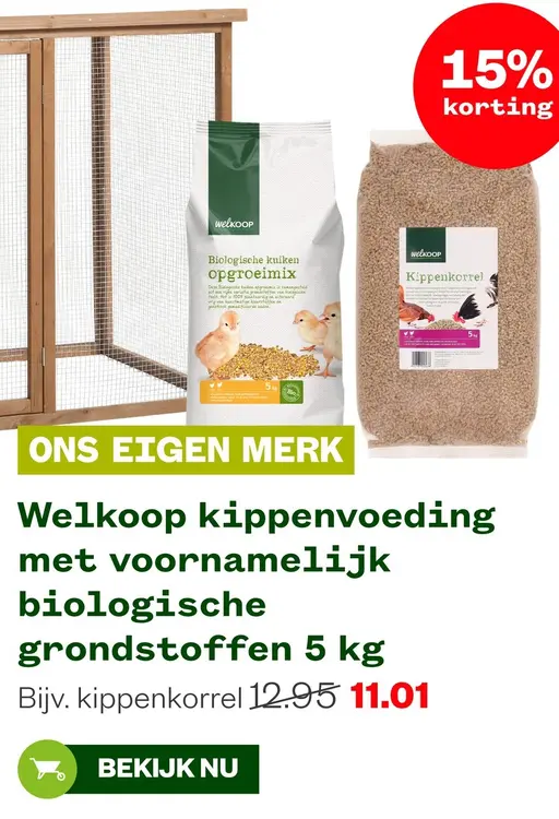 Aanbieding: Welkoop kippenvoeding met voornamelijk biolog