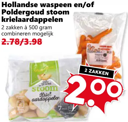 Aanbieding: Waspeen en/of stoom krielaardappelen