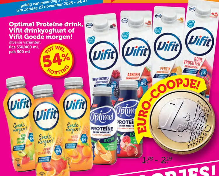 Aanbieding: Optimel Proteïne drink, Vifit drinkyoghurt of Vifit Goede morgen!