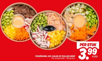 Aanbieding: POKÉBOWL KIP, ZALM OF PULLED BEEF