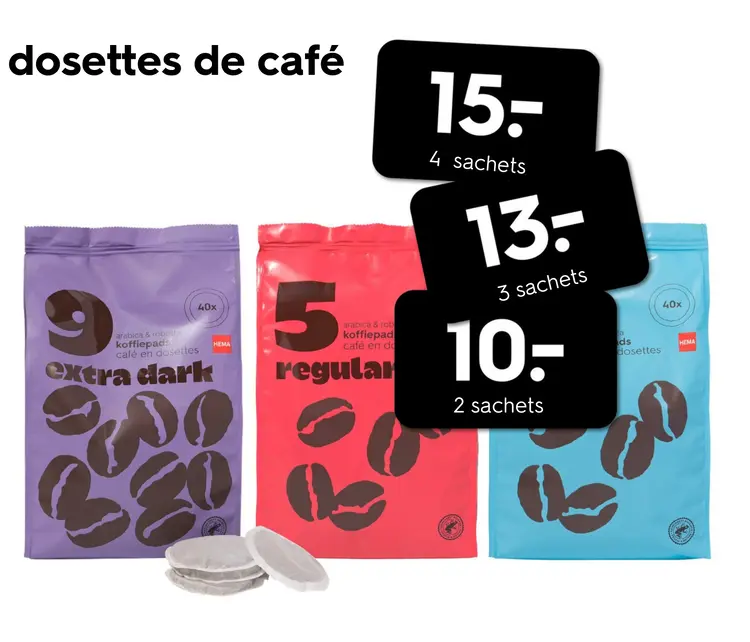 Offre: dosettes de café