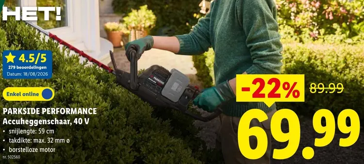 Promotie: PARKSIDE PERFORMANCE Accuheggenschaar, 40 V
