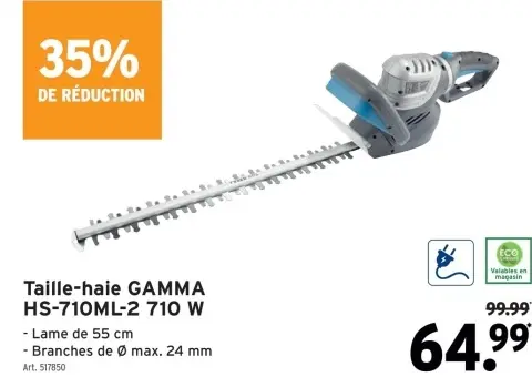 Offre: Taille-haie GAMMA HS-710ML-2 710 W