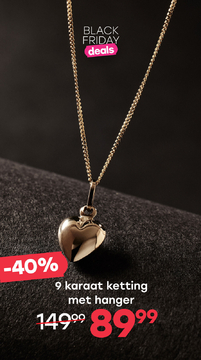 Aanbieding: 9 Karaat ketting met hanger hart