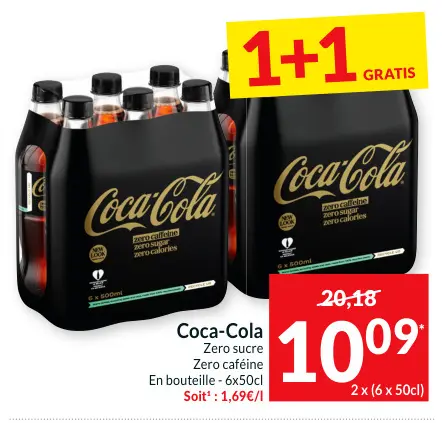 Offre: Coca-Cola Zero sucre Zero caféine