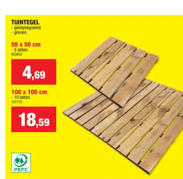 Promotie: Cartri Terrastegel 50x50 cm 0,25m² hout