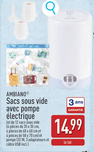 Offre: Sacs sous vide avec pompe électrique