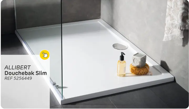 Promotie: Allibert - douchebak - slim 120 x 80 cm - polybeton - wit