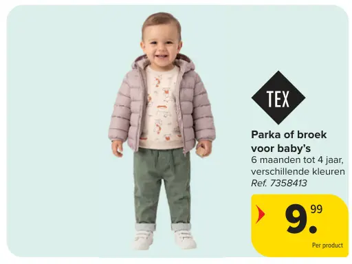 Promotie: Parka of broek voor baby's