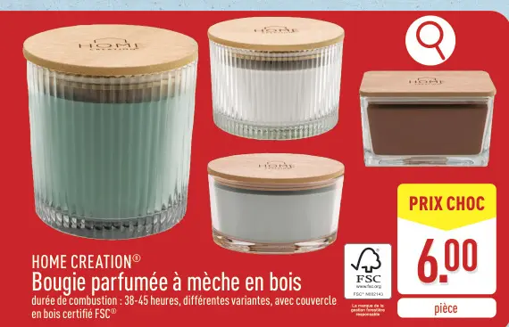 Offre: Bougie parfumée à mèche en bois