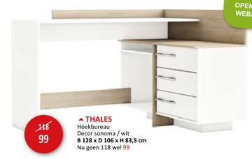 Aanbieding: Hoekbureau Thales 128x106x83,5cm