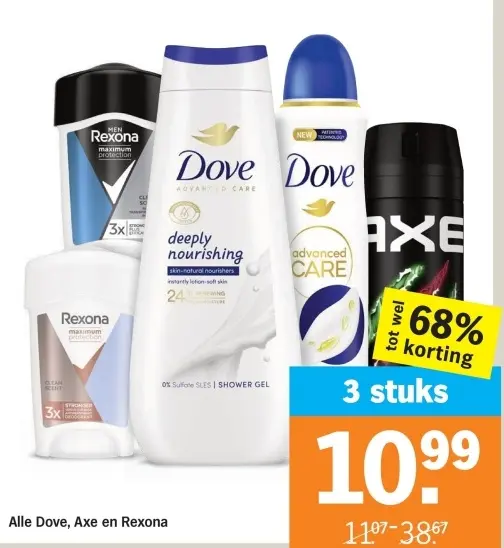 Aanbieding: Alle Dove, Axe en Rexona