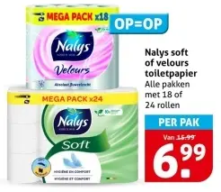 Aanbieding: Nalys soft of velours toiletpapier