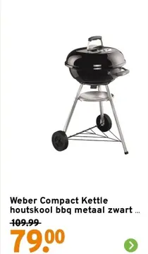 Aanbieding: Weber Compact Kettle houtskool bbq metaal zwart