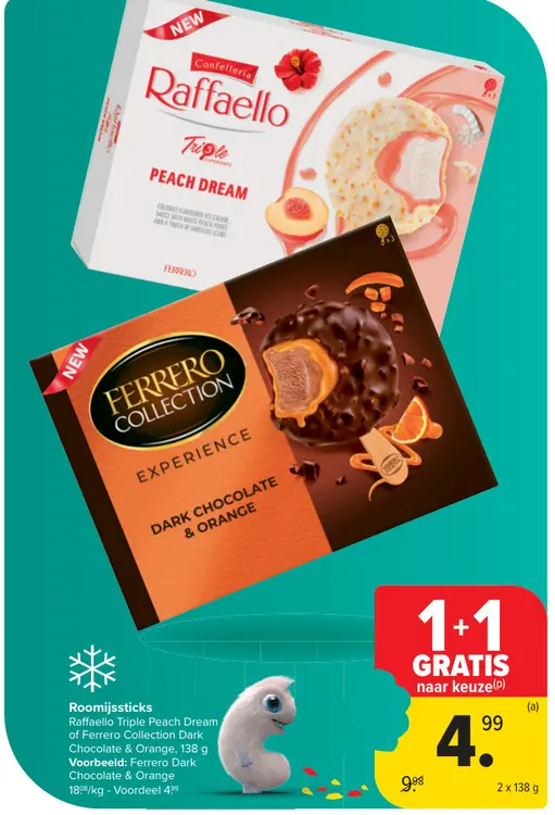 Aanbieding: Roomijssticks Raffaello Triple Peach