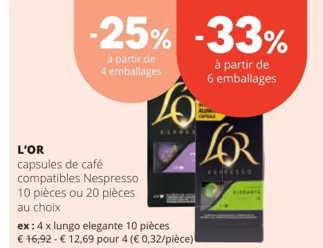 Offre: capsules de café compatibles Nespresso
