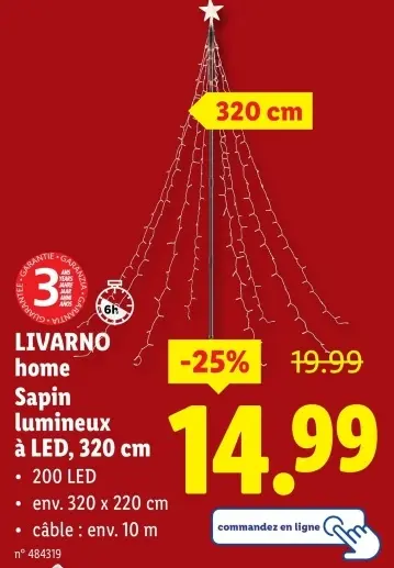 Offre: Sapin lumineux à LED, 320 cm