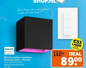 Aanbieding: Slimme outdoor muurlamp Resonate down + dimmer