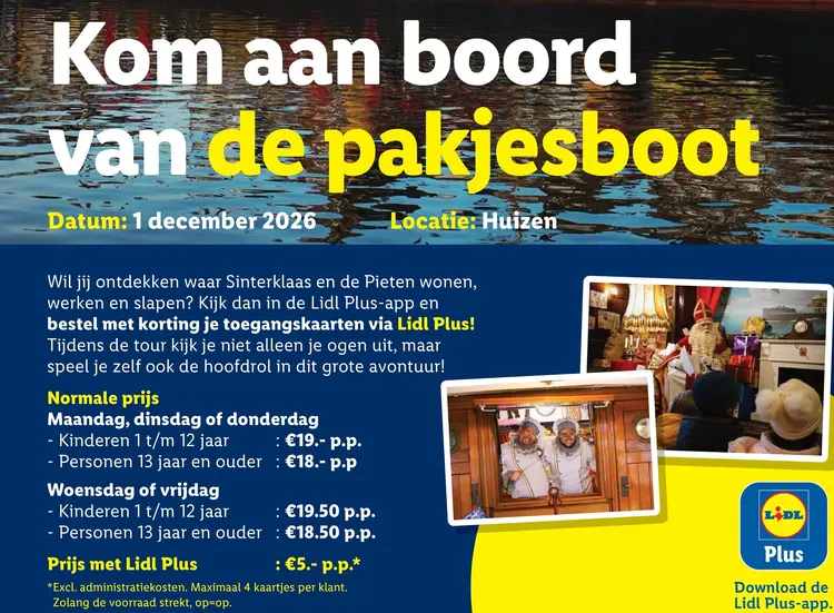 Aanbieding: Toegangskaarten voor de pakjesboot