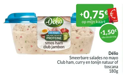 Aanbieding: Smeerbare salades no mayo Club ham, curry en 
