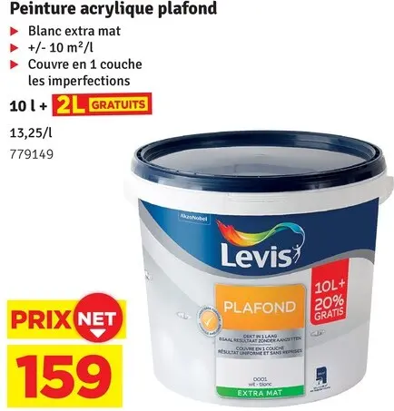 Offre: Peinture acrylique plafond 10 l + 2l gratuits