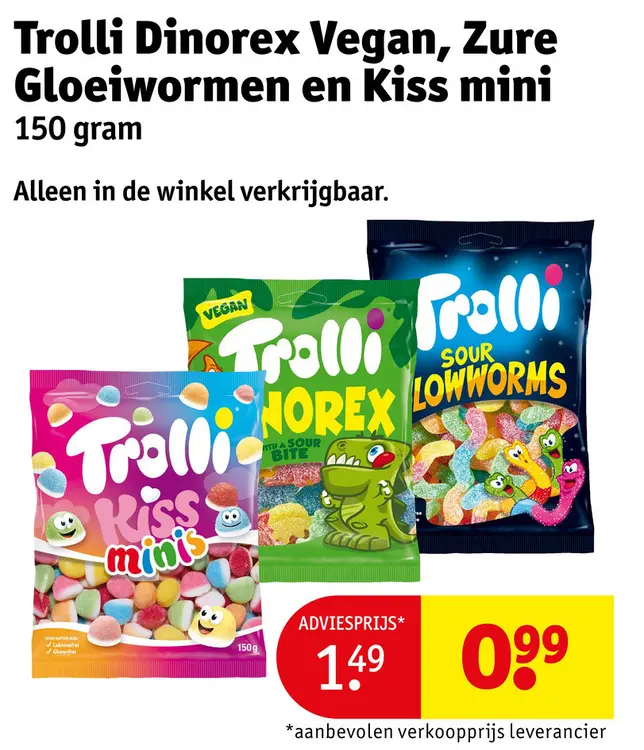 Aanbieding: Dinorex Vegan, Zure Gloeiwormen en Kiss mini