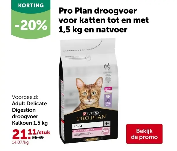 Promotie: Pro Plan droogvoer voor katten tot en met 1,5