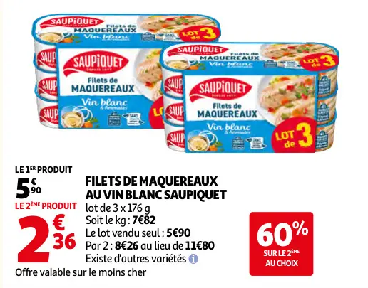 Promotie: Filets de maquereaux au vin blanc saupiquet