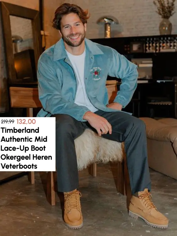 Promotie: Authentic Mid Lace-Up Boot Okergeel Heren Vet