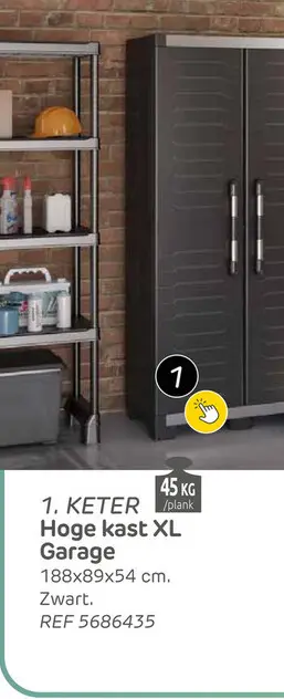 Aanbieding: Keter garage kast xl hoog 54x89x188cm zwart
