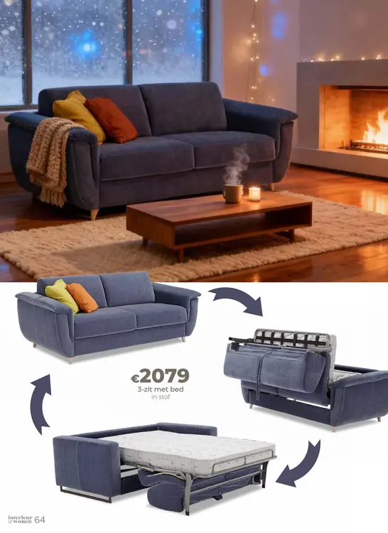 Promotie: 3-zit met bed