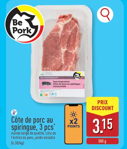 Offre: Côte de porc au spiringue, 3 pcs