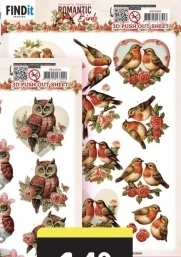 Aanbieding: Bb Romantic birds 3D push out Romantic Robin