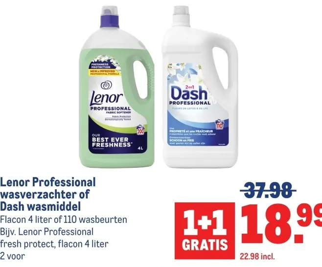 Aanbieding: Lenor Professional wasverzachter of Dash wasm