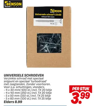 Aanbieding: Universele schroeven