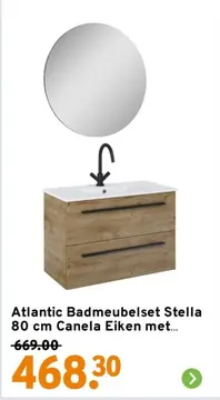Aanbieding: Atlantic Badmeubelset Stella 80 cm Canela Eiken