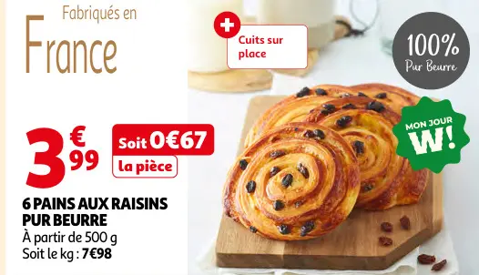 Promotie: Pains aux raisins pur beurre